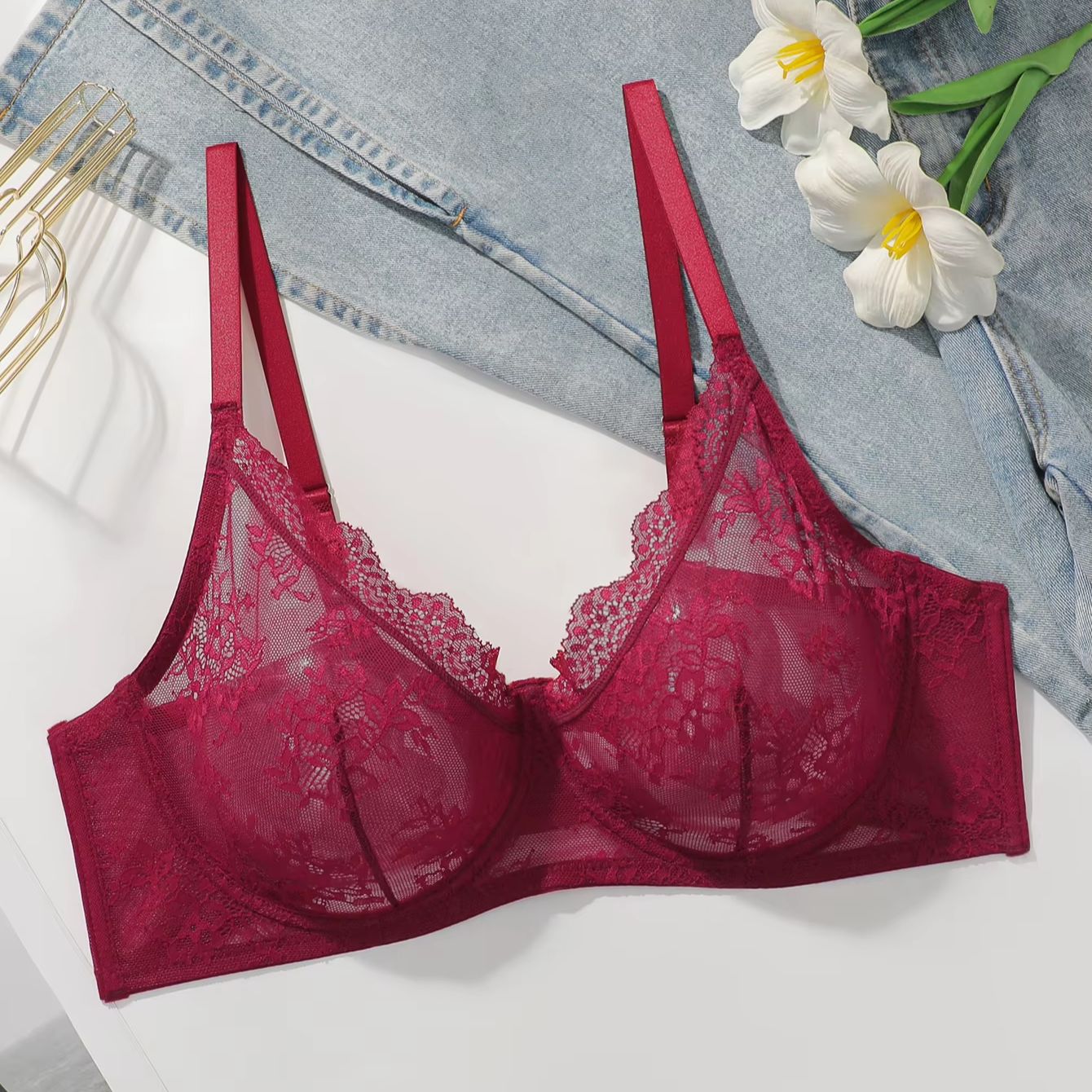 Sujetador de encaje rojo trans - Full Coverage Bra reseña y precio